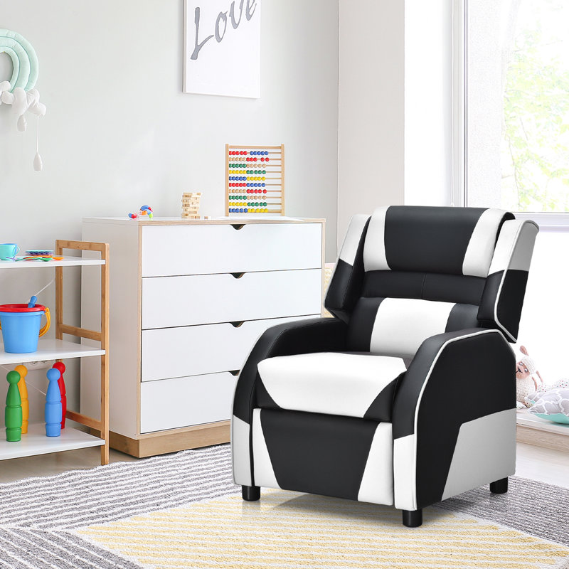 Eduarte Faux Leather Recliner, White Faux Leather