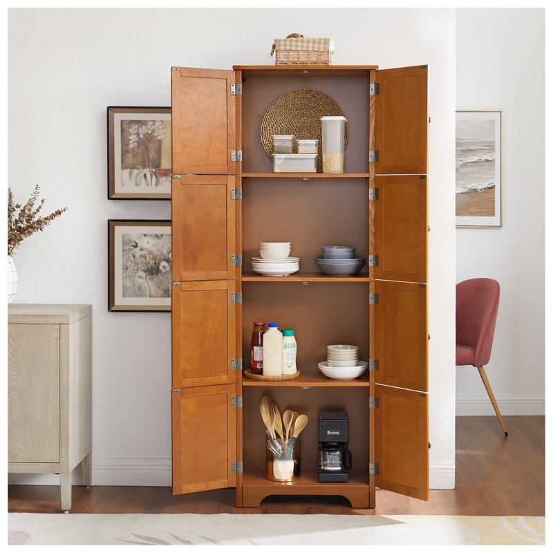 Meuble indépendant en chêne de 72,4 pouces avec 8 portes et 4 tablettes