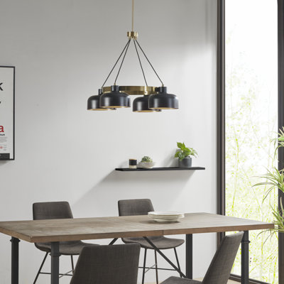  4-Light Metal Shade Chandelier