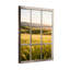 Paysage et nature, cadre de fenêtre, champ, coucher de soleil, herbe, fleurs, collines, ciel, lumière-696131271