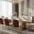 79" Luxury Dining Table with Random Natural Pattern Sintered Stone Top & Metal Base, Modern Rectangular Dining Table, Elegant Kitchen Dining Room Furniture,10-chair-1463010671-1463010670