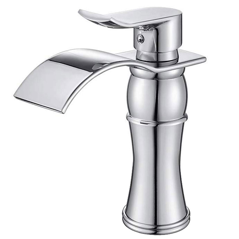 Wovier Single Hole Faucet Single-handle Bathroom Faucet With Cover Plate With Drain, Chrome