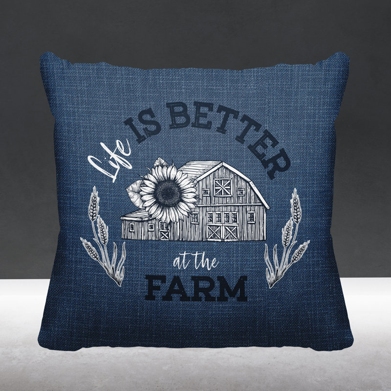 Coussin intérieur / extérieur Hickory Country Farm, L 15 po x H 15 po, Bleu