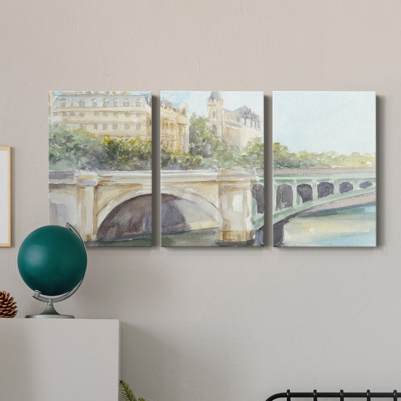 Étude de pont français IV - Toile tendue avec châssis de qualité supérieure - prête à être accrochée