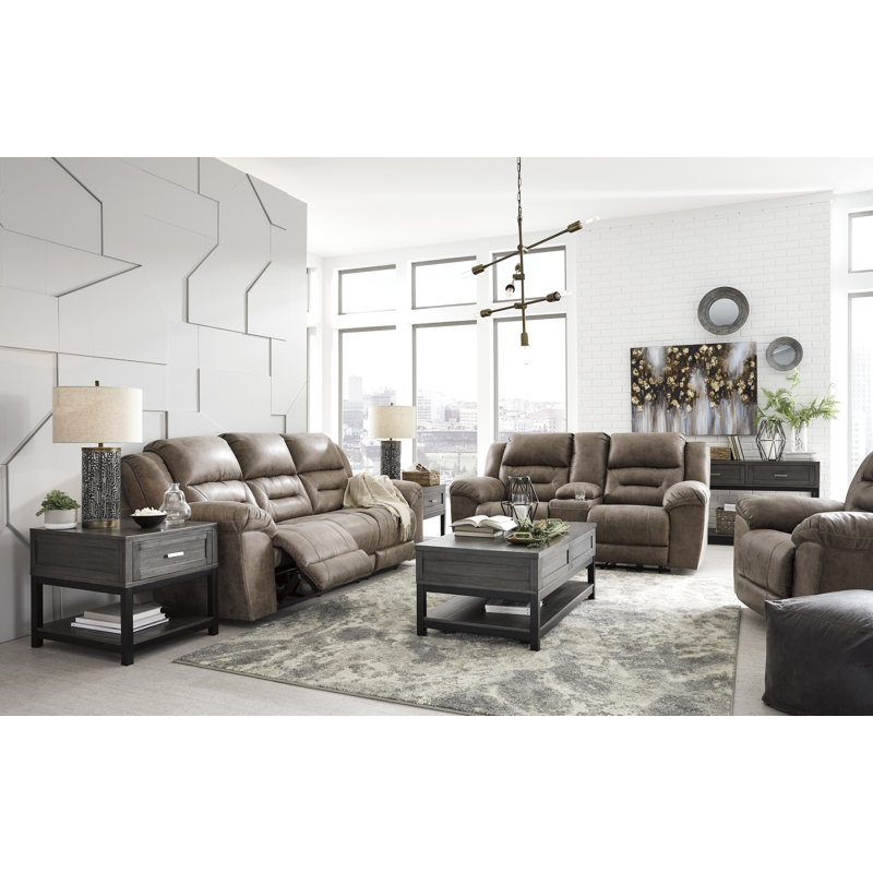 Canapé, causeuse et fauteuil inclinable Stoneland, Brun / Beige