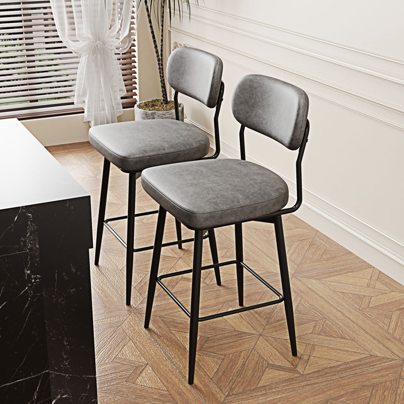 Ensemble de 2 chaises de bar rotatives 360 °, Gris