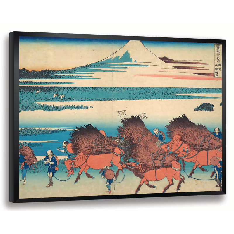 «Japanese Oxen» par Katsushika Hokusai, reproduction encadrée, H 22 po x l 28 po