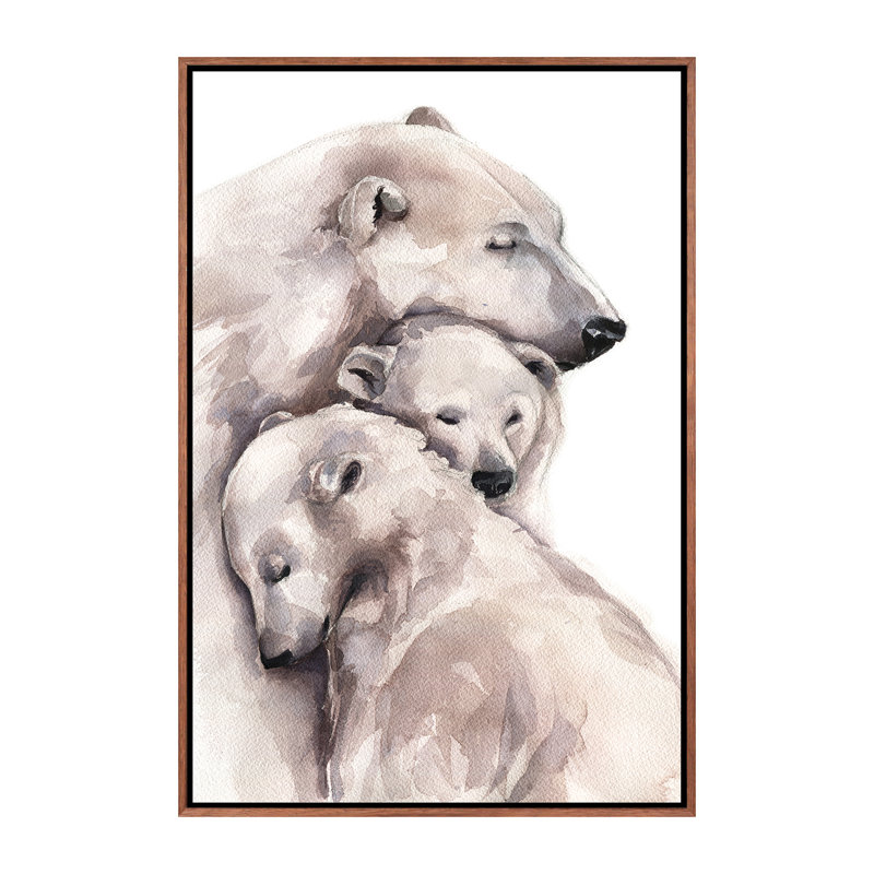 Décoration murale ours polaire pour enfants, H 26 po x l 18 po x 1,5 po, Toile classique avec cadre brun