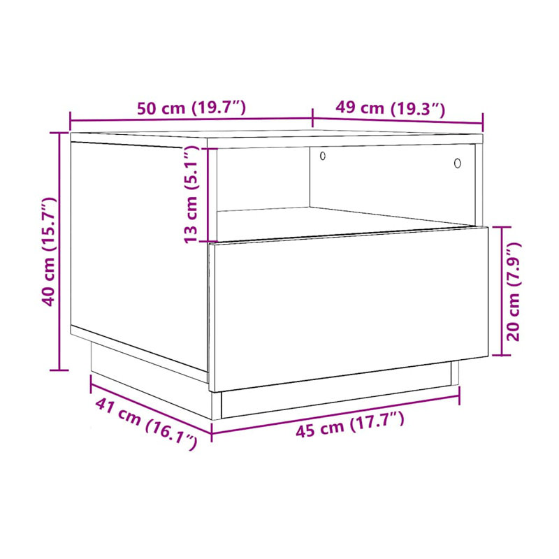 Dakyra Coffee Table with Storage, 40cm H x 50cm W x 49cm D, Black Oak