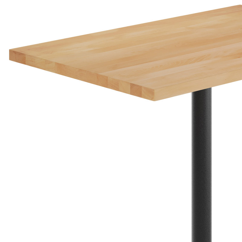 Plateau de table rectangulaire en bois massif avec base en X, H 42 po x L 48 po x l 30 po, Bois naturel, Noir