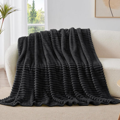 Jeté en molleton pour canapé - couverture moelleuse douce et chaude 300GSM, couvertures à rayures décoratives et personnalisables pour femmes, hommes, 50 po x 60 po