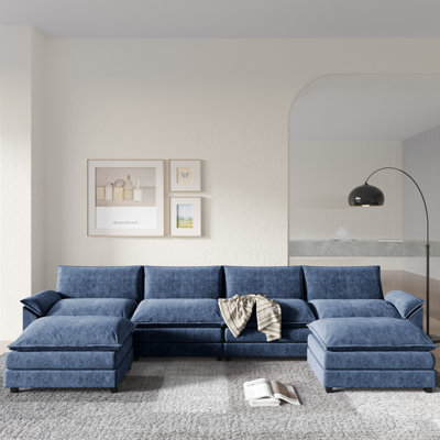 Canapé d'angle modulaire surdimensionné en forme de U de 154,3 pouces (392 cm) composé de 6 pièces avec coussins moelleux comme des nuages