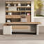Bureau de direction en L 62,99 "de couleur naturelle et beige avec buffet-100643963