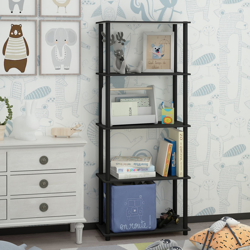 Heslin 23.58'' W Manufactured Wood Shelving Unit, Americano/Black