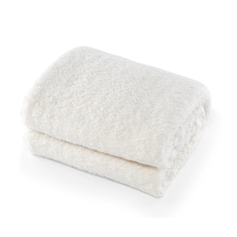 Couverture pour lit double très long CBCHome Cozy Chenille Sherpa, Double, Blanc cassé