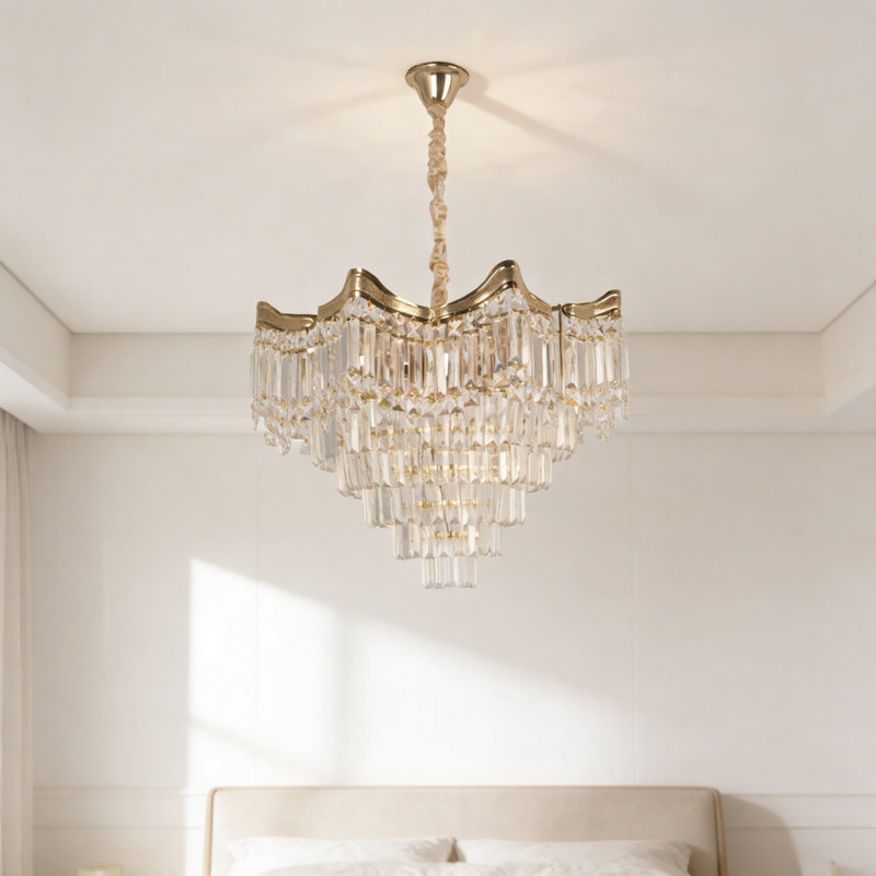 12-light Modern Tiered Crystal Chandelier With Bulbs