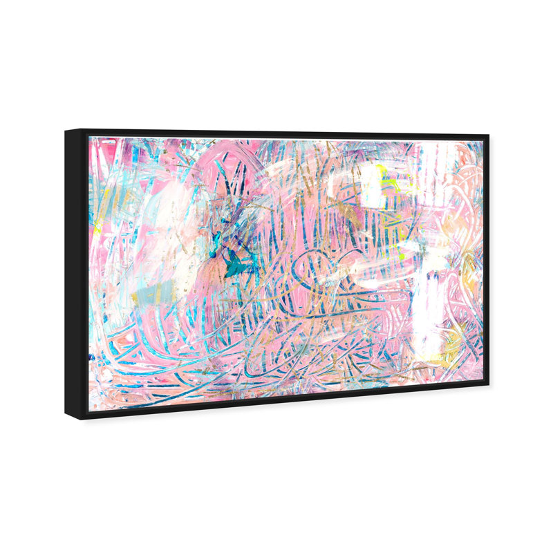 Oliver Gal Tenacious Spirit Abstract - Hand-Applied Glass Coat Framed Canvas Art, 16" H x 24" W, Black