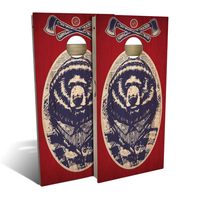 Red White Bear Cornhole Board Set | Includes (2) Boards, (8) Bags & Optional Accessories