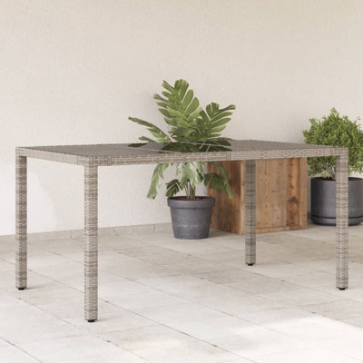 Piranavan Rectangular Glass Metal Outdoor Dining Table - 150 cm W 90 cm D