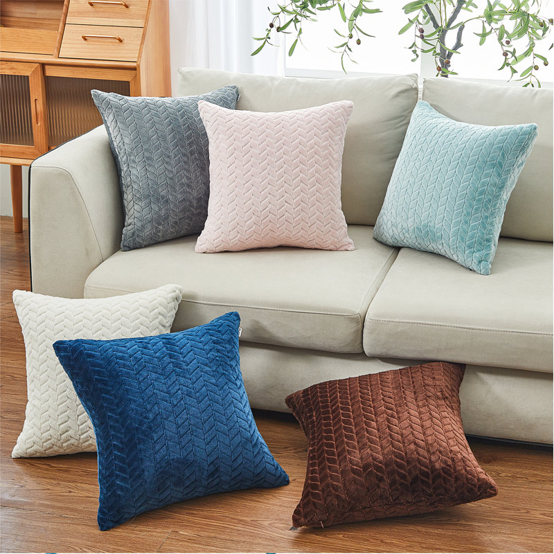 Coussin décoratif en velours Velvet Leaves, Blanc