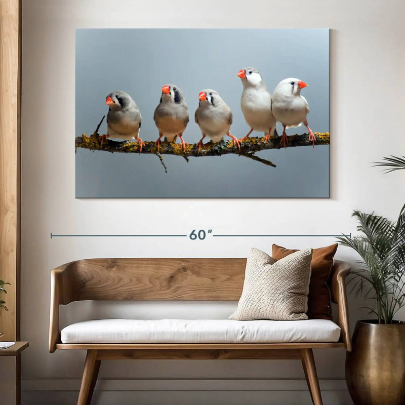 Brampt Five Zebra Finches, 34" H x 51" W