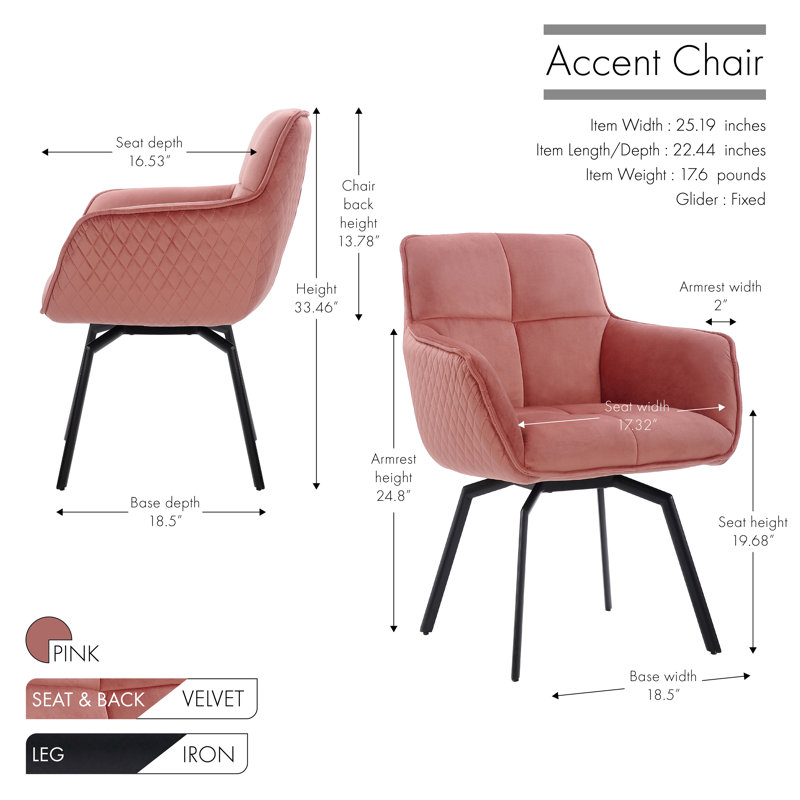 Velvet Swivel Armchair, Pink