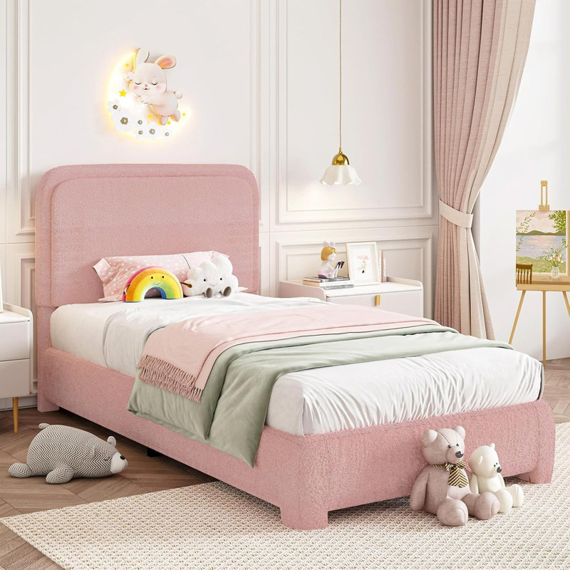 Cadre de lit, structure de lit plateforme tapissier avec tête de lit Boucle, style moderne