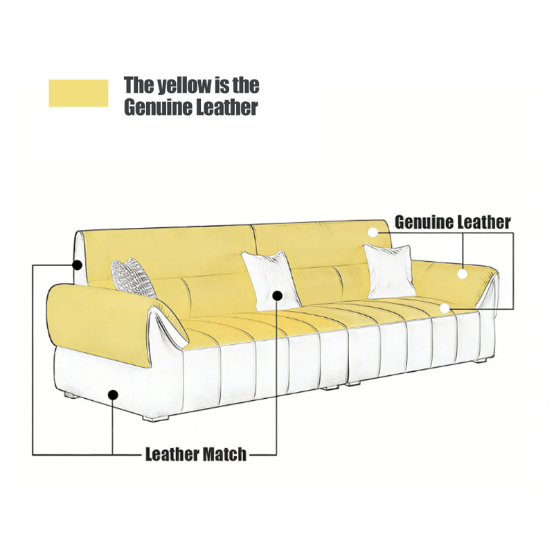 Canapé modulaire beige en cuir véritable, H 35,04 po x l 97,64 po x P 38,58 po, 3, Beige