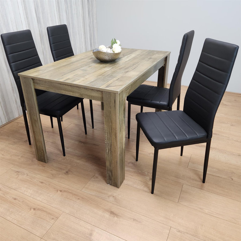 Siriol 4 - Person Dining Set, Black