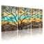 Ensemble de 3 tableaux muraux sur toile tendue représentant un paysage d'arbres en vitrail-1551619921