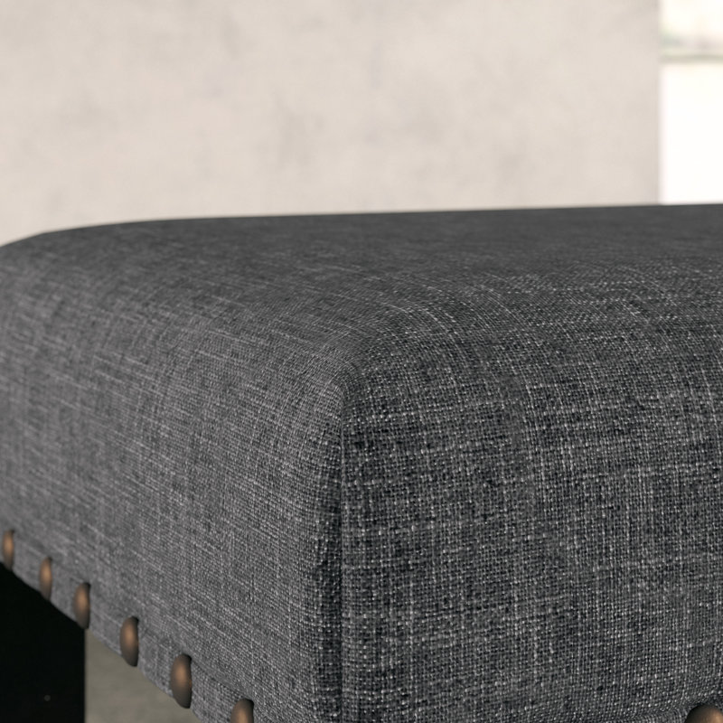 Fabric Dining Bench with Nailhead Trim, Grey