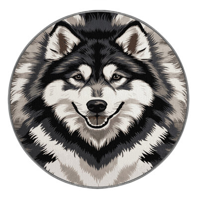 Washable Alaskan Malamute Dogs Area Rug