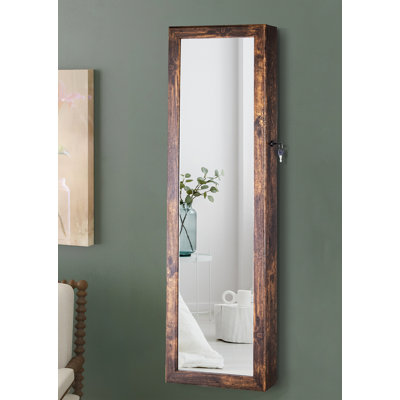 Armoire à bijoux avec miroir, grand organisateur de rangement avec lumière à DEL, armoire verrouillable murale / verrouillable
