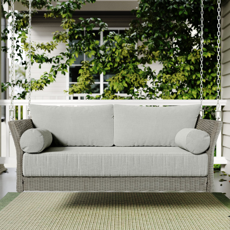 Deionte Wicker Porch Daybed Swing with Included Cushions