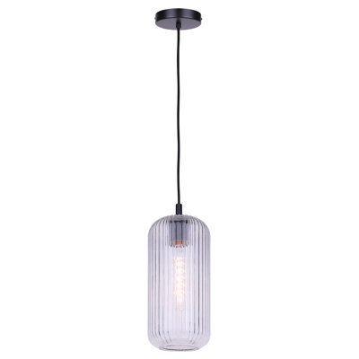 Luminaire suspendu filaire à 1 lumière de couleur mâle avec verre côtelé mâle