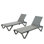 Chaise de patio d'extérieur en polypropylène aluminium avec dossier réglable, chaise longue pour la plage, la cour, le balcon (gris, 2 chaises longues)