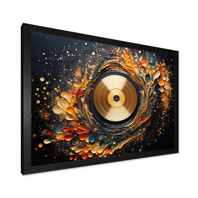 Vinyle noir et or Serenade I, Cadre photo noir simple, H 34 po x l 44 po x P 1,5 po