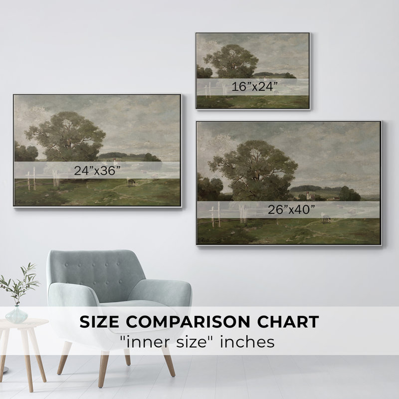 Paysage rétro - CDLXIX, Toile encadrée flottée blanche, H 25 po x l 17 po x P 1,5 po