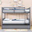 Lit superposé double en bois avec lit gigogne simple, échelle et garde-corps-982153055