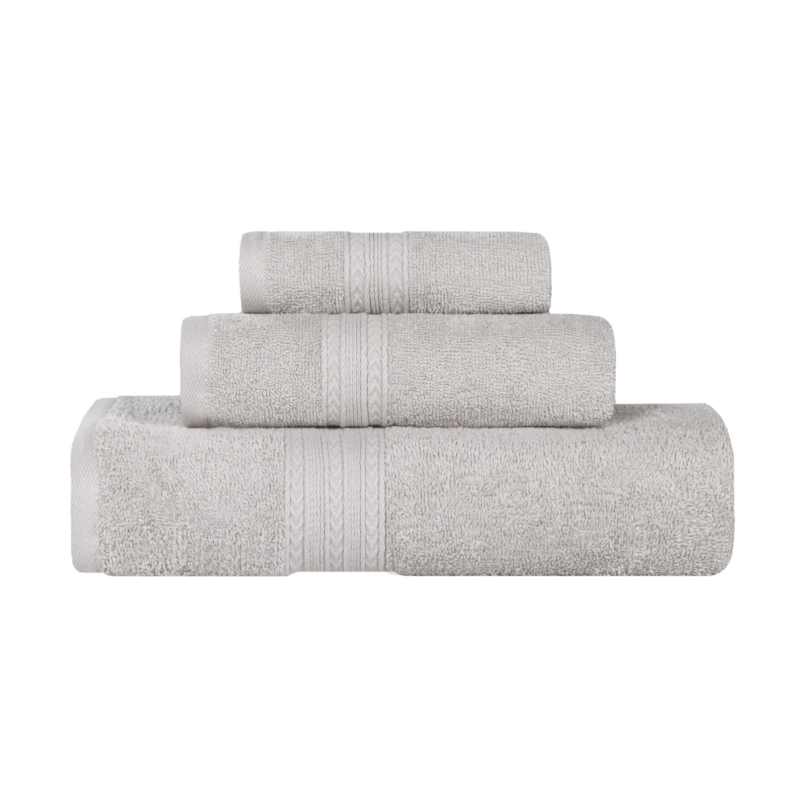 Asleigh 3-Piece Chevron Cotton Towel Set, Silver