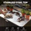 Feasto Steel Potting Bench with Stainless Steel Top and Adjustable Levelling Feet, Multi-purpose Outdoor Storage Cabinet with 2-Tier Shelf for Garden, Patio, Garage-490688854