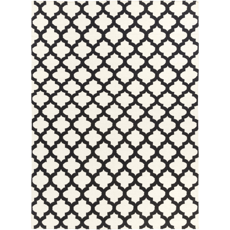 Tapis noir/ivoire tissé à la main Kramer, 8 pi x 11 pi