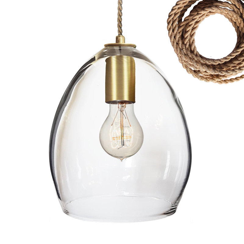 1 - Light Pendant, Clear, Brass, Yes