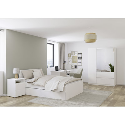 Joel 4 Piece Bedroom Set Bed, bedside table, desk and wardrobe MADE IN GERMANY