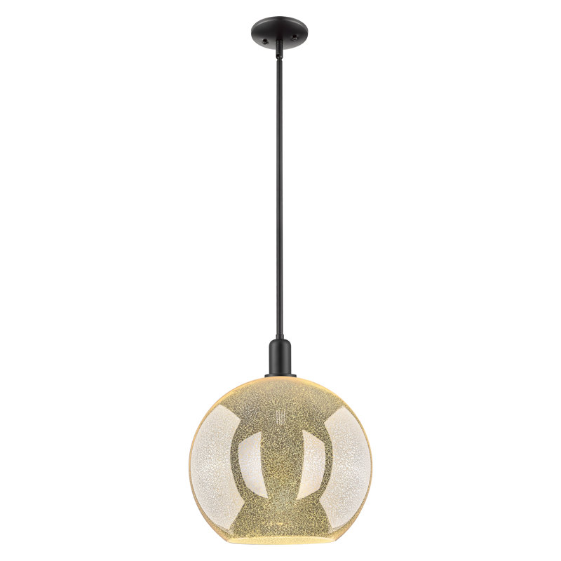 Mini-luminaire suspendu 1 lumière Arcadia - Athens, H 10,63 po x l 11,75 po x P 11,75 po, Mercure, Noir mat