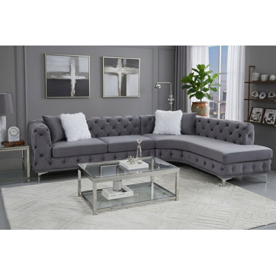 Valery Grey Hand-tufted Sectional 