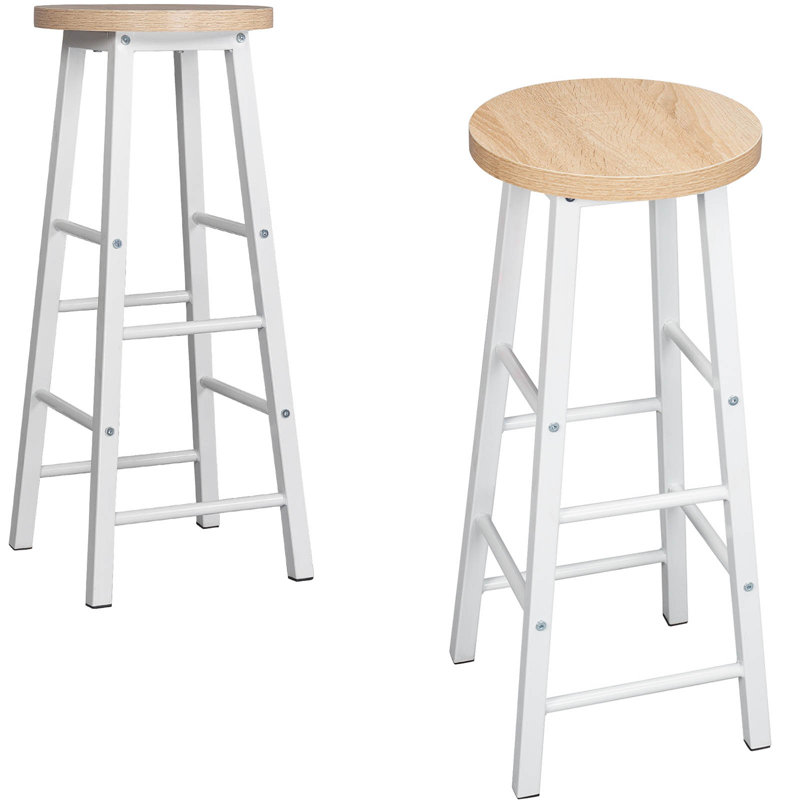 Upholstered Counter Stool with Metal Frame, 1, Light Woodlook