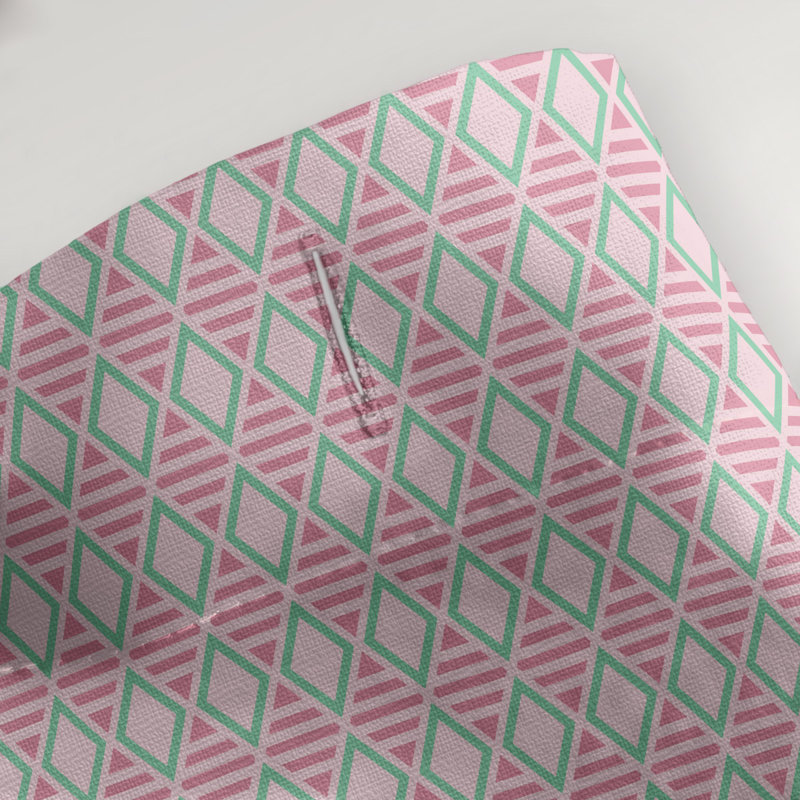 Rideau de douche simple hexagonal classique, Diamond and Lattice, Rose / bleu sarcelle géométrique 2
