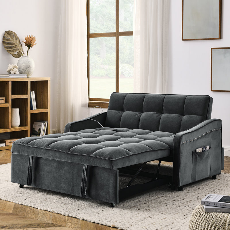 2 avec charge, dossier réglable, velours gris, lit élégant en velours, caractéristique, Gray