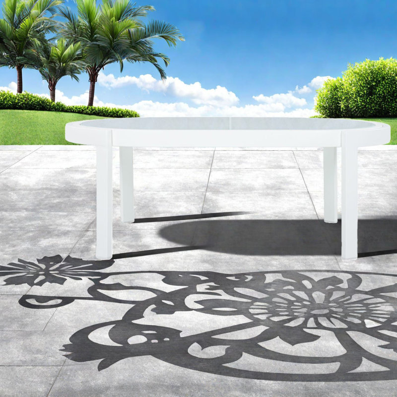 Tables de patio durables, table ovale moderne en verre d'aluminium pour la cour arrière